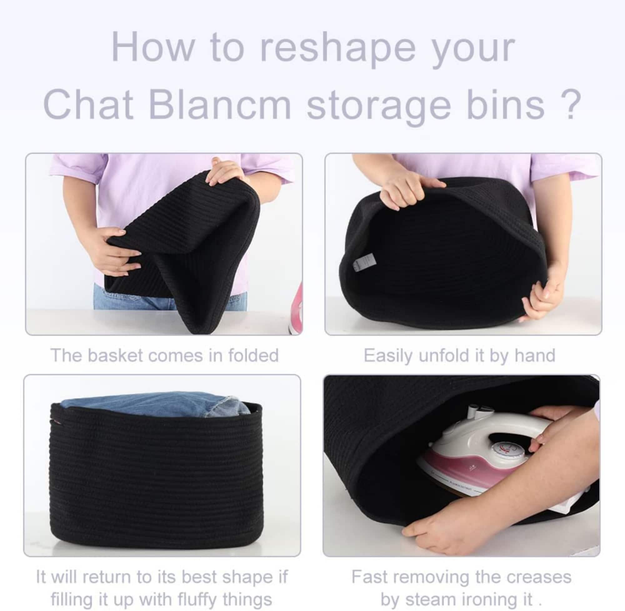 NEX™ Black Cotton Rope Storage Baskets, 3ct.